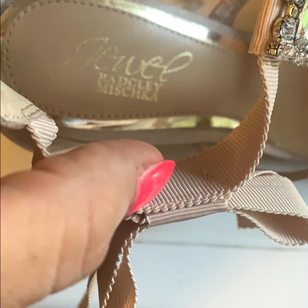 Badgley Mischka rose gold satin with jewel front. - Picture 8 of 8